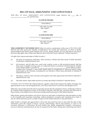 Picture of Bill of Sale for Business Assets | USA
