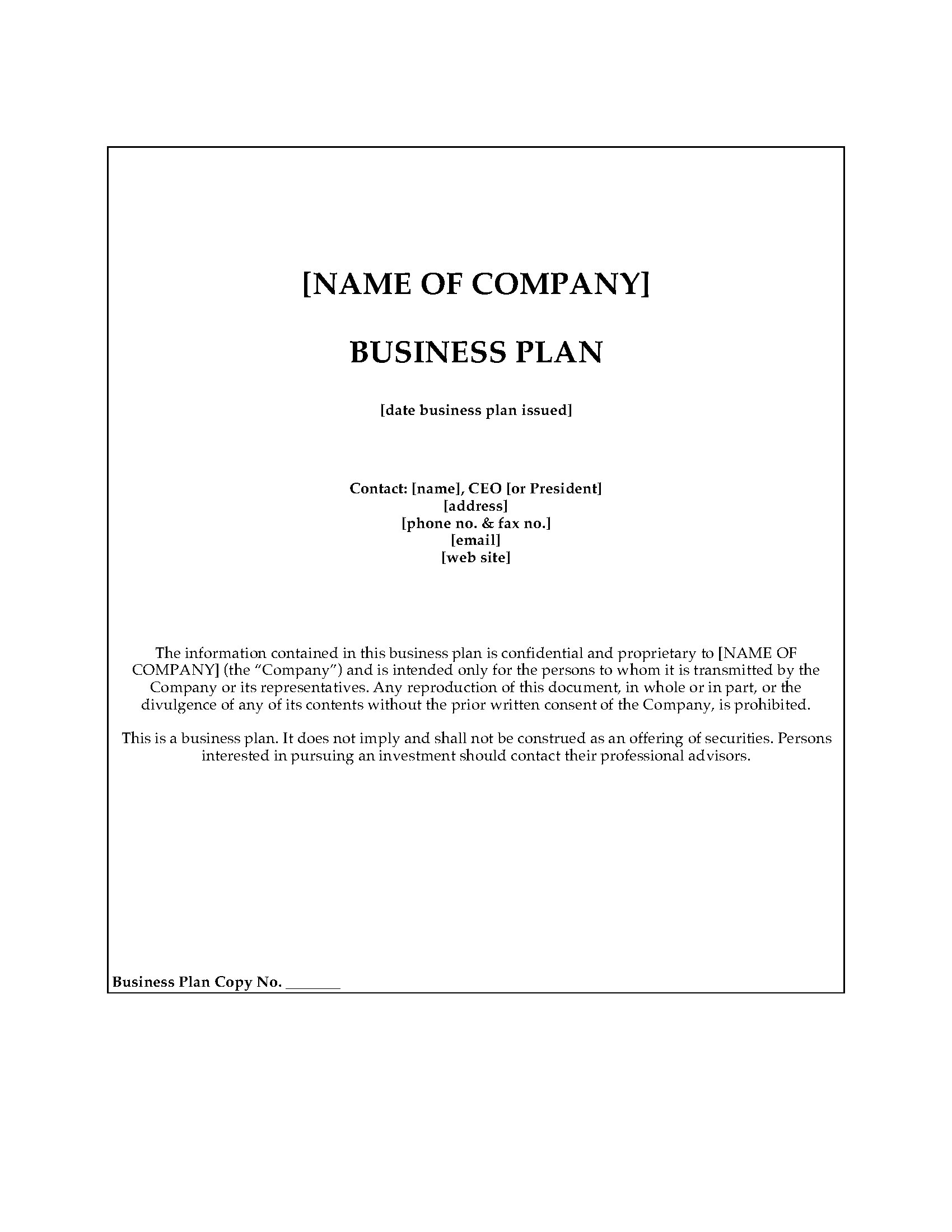 Events Company Business Plan Template