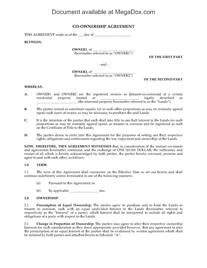 Picture of Land Co-Ownership Agreement