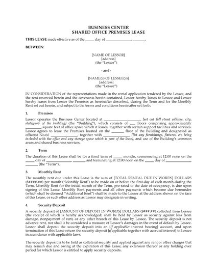 Picture of Shared Office (Coworking) Lease Agreement