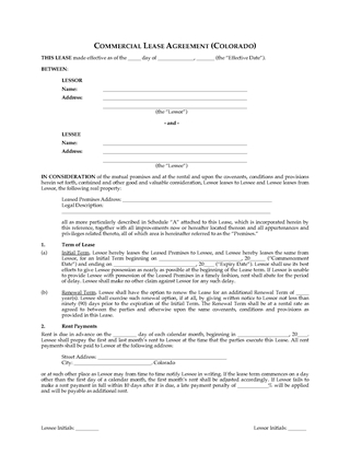 Picture of Colorado Commercial Triple Net Lease Agreement