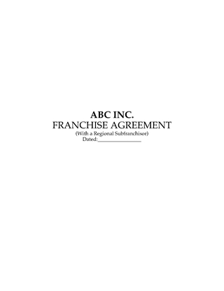 Picture of Franchise Agreement with Regional Subfranchisor | USA