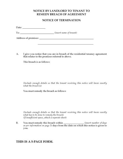 Picture of South Australia Notice to Tenant to Remedy Breach