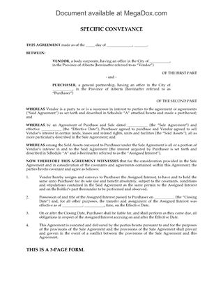 Picture of Alberta Specific Conveyance Agreement (Oil & Gas)