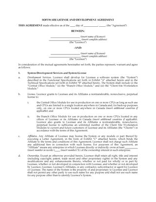 Picture of Software Licence and Development Agreement | Canada