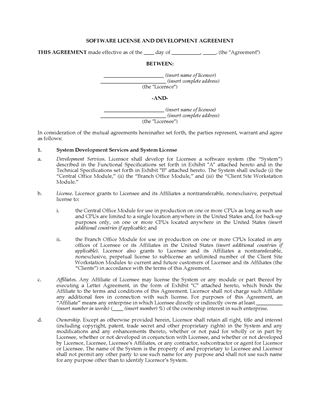 Picture of Software License and Development Agreement | USA