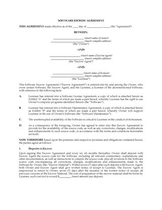 Picture of Software Escrow Agreement | Canada