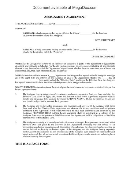 Picture of Alberta Assignment of Interest Agreement (Oil & Gas)