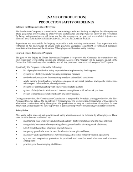 Picture of Film Production Safety Guidelines