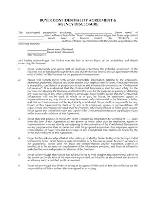 Picture of Confidentiality & Disclosure Agreement for Business Brokers