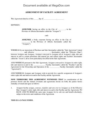 Picture of Alberta Assignment of Facility Agreement
