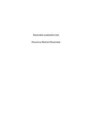 Picture of Franchise Agreement for Financial Services | Canada