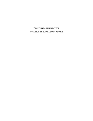 Picture of Franchise Agreement for Autobody Repair Service | Canada