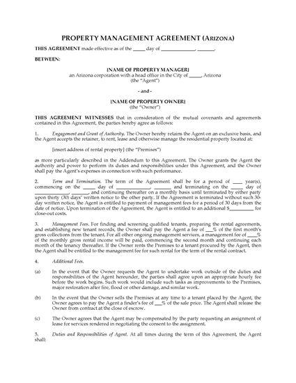 Picture of Arizona Rental Property Management Agreement