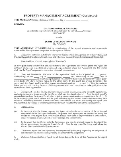 Picture of Colorado Rental Property Management Agreement