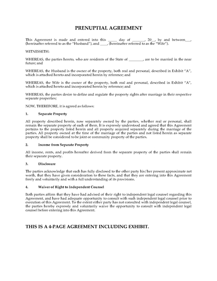 Picture of Prenuptial Agreement (short form) | USA