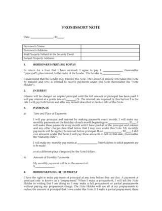 Picture of Plain Language Promissory Note | USA