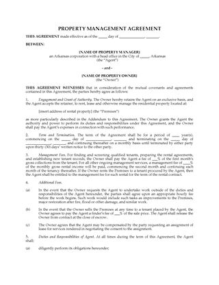 Picture of Arkansas Rental Property Management Agreement