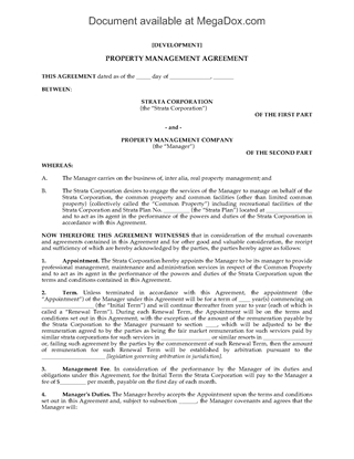 Picture of Property Management Agreement for Strata Rental Pool