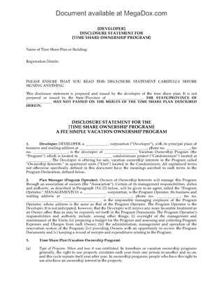 Picture of Hawaii Disclosure Statement for Resort Condominiums