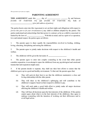 Picture of Parenting Agreement for Same Sex Couple