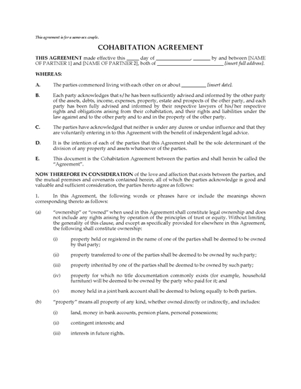 Picture of Cohabitation Agreement for Same Sex Couple