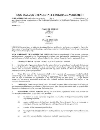 Picture of Georgia Non-Exclusive Broker Agreement for Real Estate Purchase