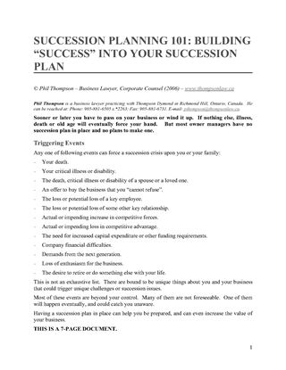 Picture of Succession Planning 101 - Building Success Into Your Succession Plan