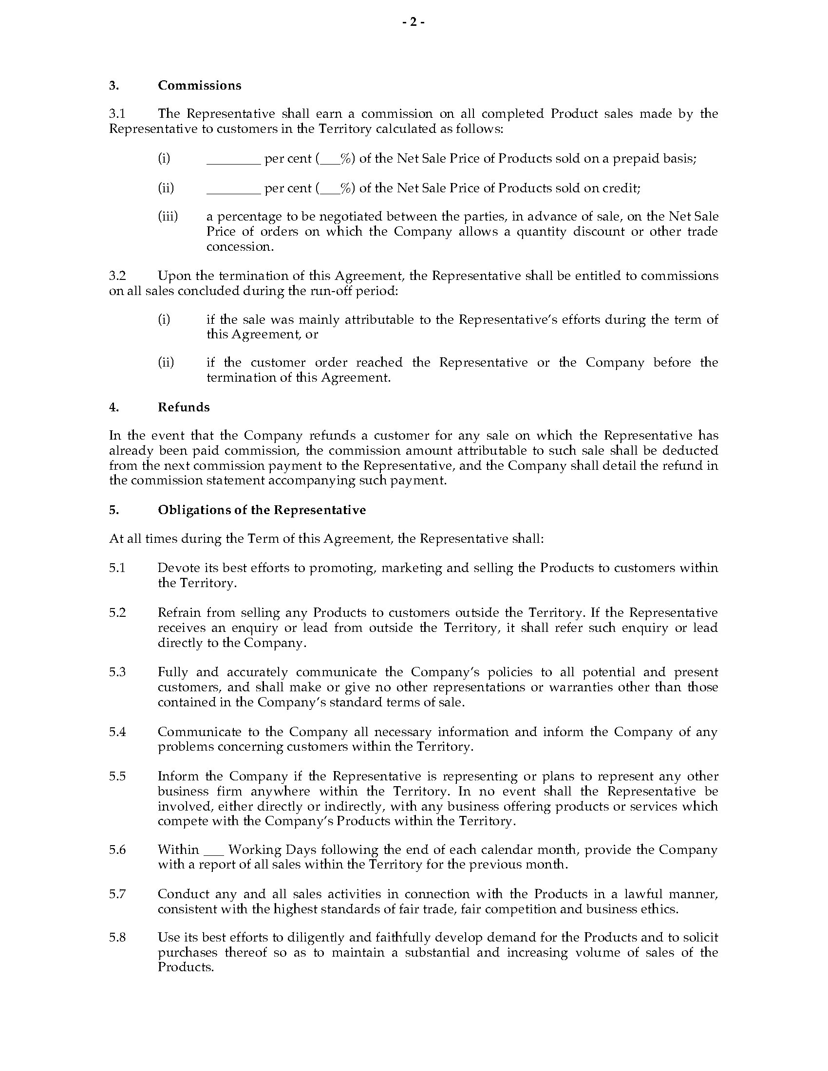 UK NonExclusive Sales Representative Agreement Legal Forms and