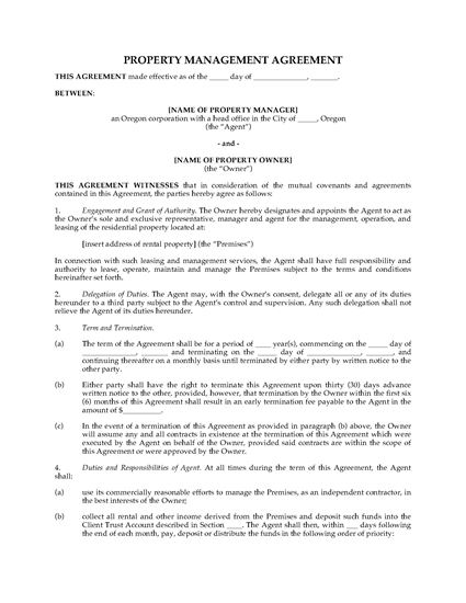 Picture of Oregon Rental Property Management Agreement