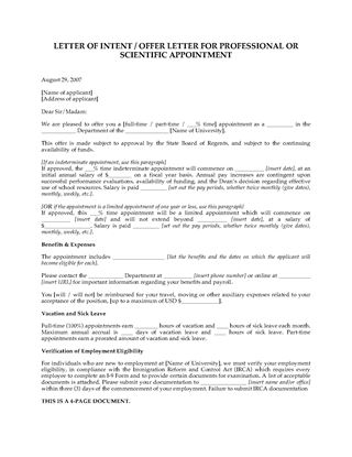 Picture of Offer for Appointment to Scientific Position | USA