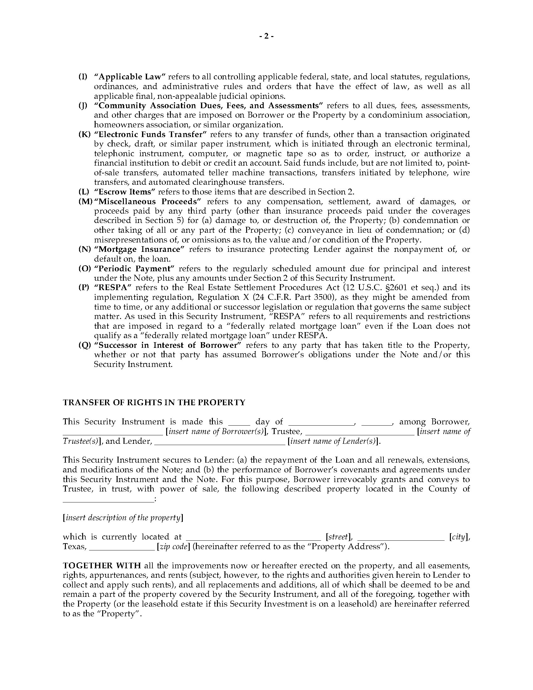 Texas Deed Of Trust Legal Forms And Business Templates Megadox Com