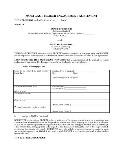 Picture of California Mortgage Broker Agreement