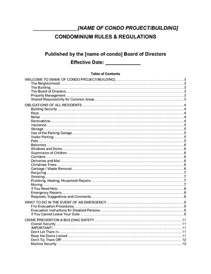 Picture of Condominium Rules and Regulations