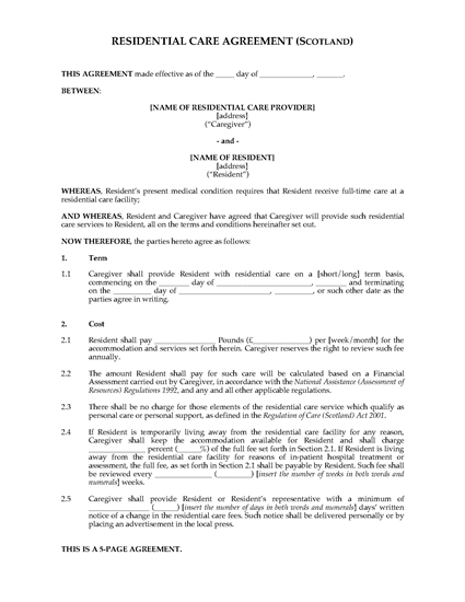Picture of Scotland Residential Care Facility Agreement