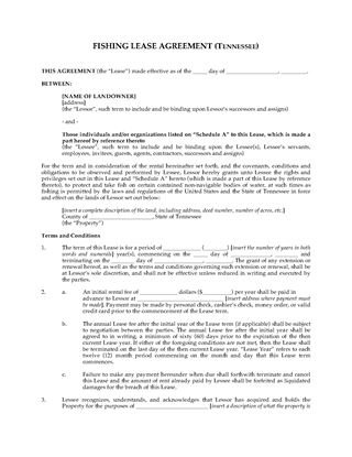 Picture of Tennessee Fishing Lease Agreement