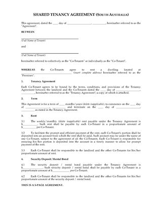 Picture of South Australia Shared Tenancy Agreement