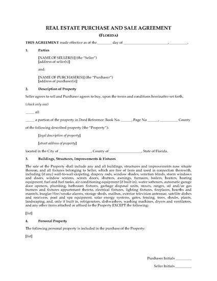 Picture of Florida Real Estate Purchase and Sale Agreement