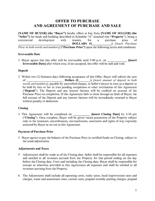 Picture of Ontario Purchase and Sale Agreement for Commercial Property
