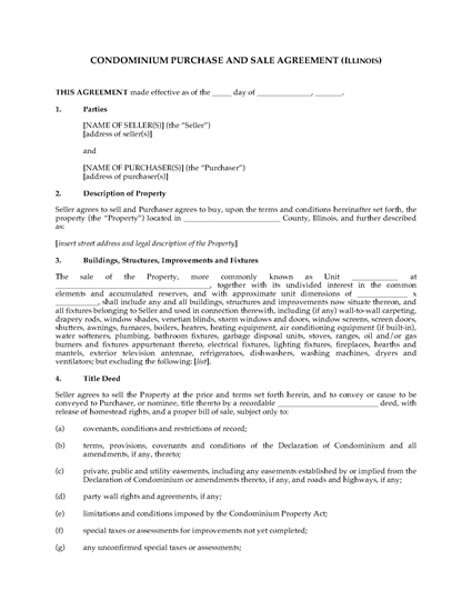 Picture of Illinois Condominium Purchase and Sale Agreement