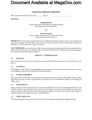 Picture of Consulting Services Agreement | Canada