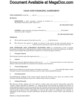 Picture of Loan and Charging Agreement | Canada