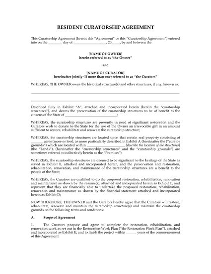 Picture of USA Resident Curatorship Agreement