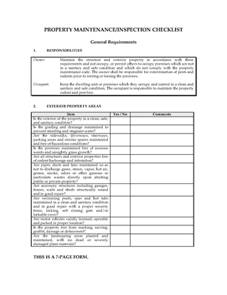 Picture of Property Maintenance and Inspection Checklist