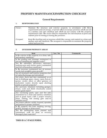 Picture of Property Maintenance and Inspection Checklist