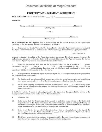 Picture of Minnesota Rental Property Management Agreement