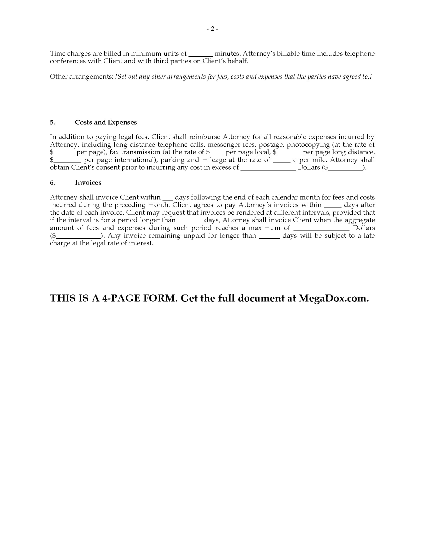 California Attorney Retainer Agreement Legal Forms and Business