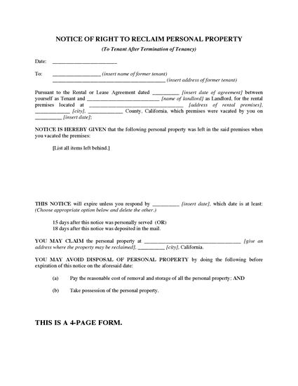 Picture of California Reclamation of Tenant Property Forms Package