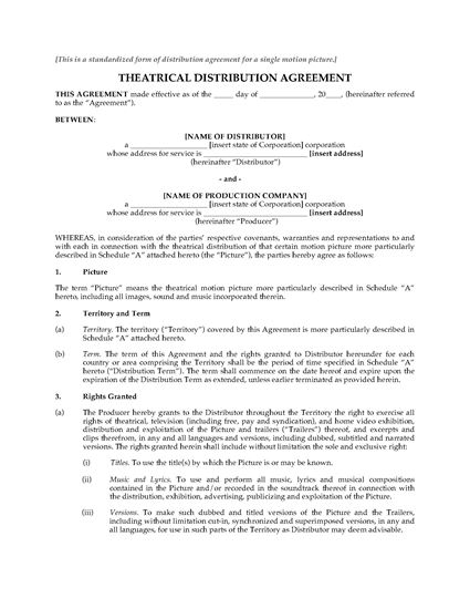 Picture of Motion Picture Theatrical Distribution Agreement