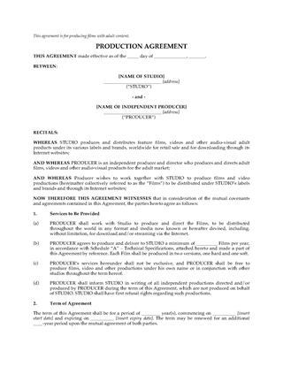 Picture of Adult Film Production Agreement